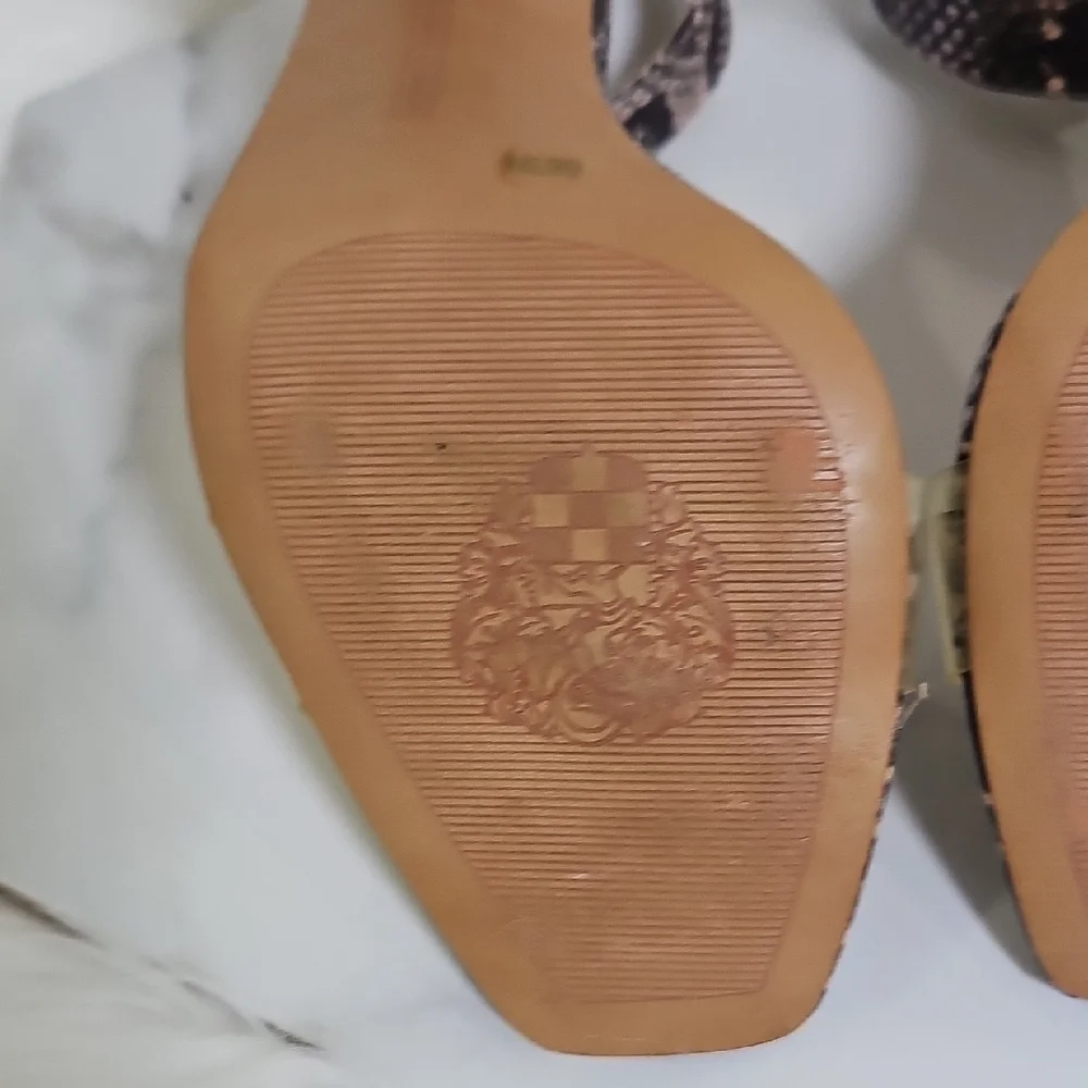 Vince Camuto Black and Tan Snakeskin Heels - Picture 15 of 16